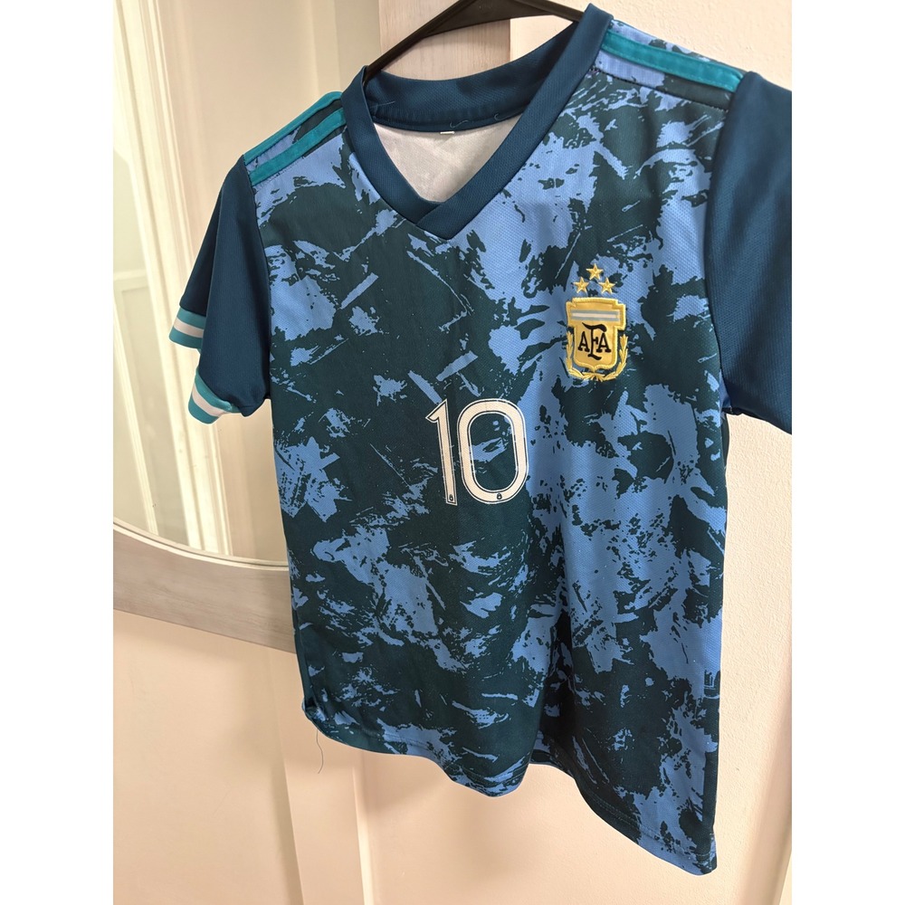 Argentina Soccer Jersey Messi 10 Kid Blue Marble AFA National Team Shirt Size 26